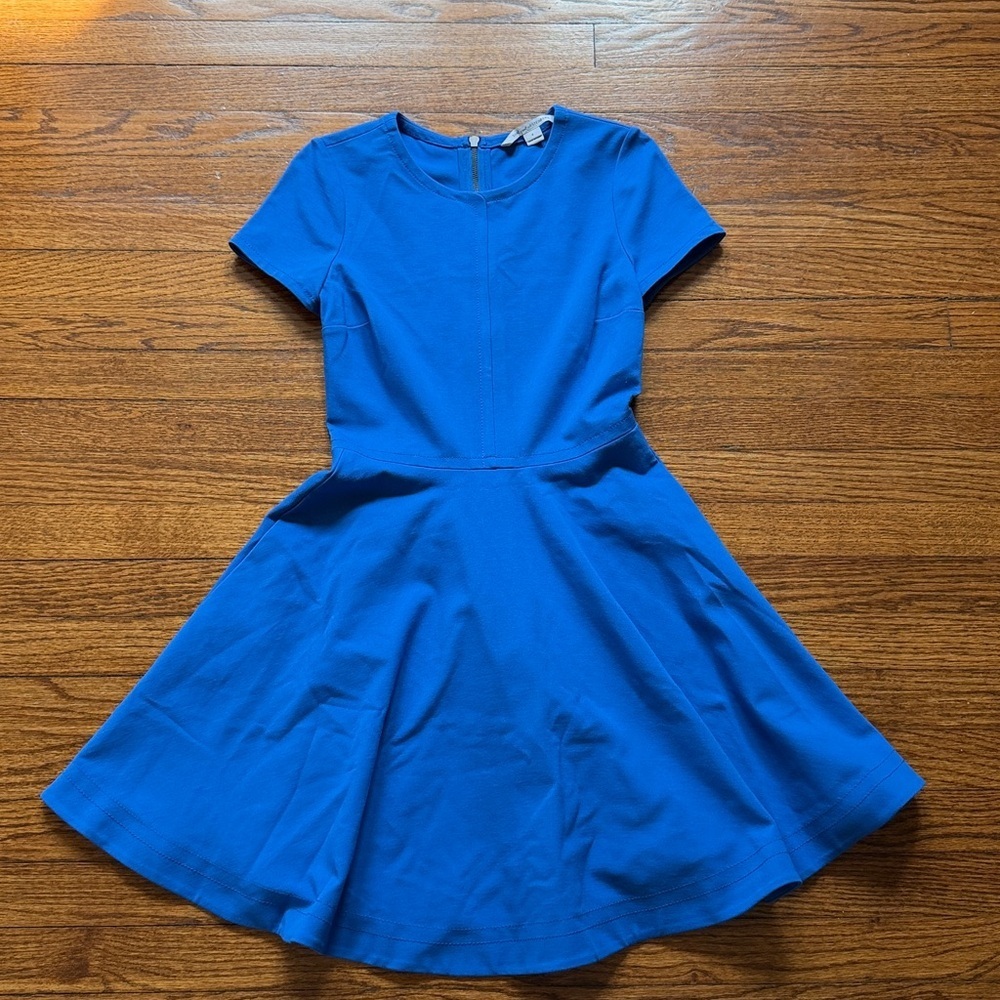Diane Von Furstenberg Ivana Ponte Knit Stretch Fit & Flare Blue Dress - Picture 3 of 9